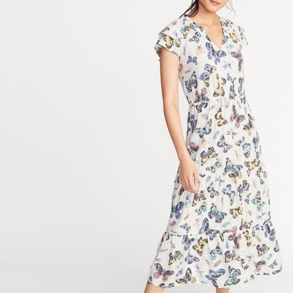 BUTTERFLY PRINT MAXI DRESS